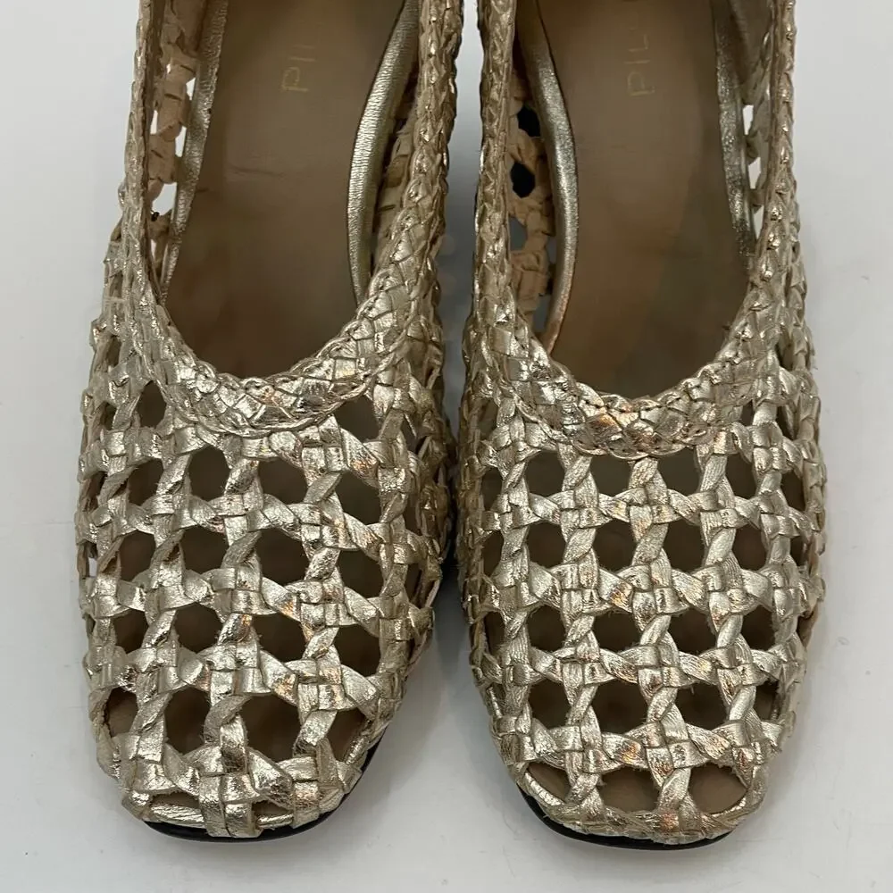 Anthropologie Pilcro 36 / 6 Woven Ballet Heels Metallic Gold